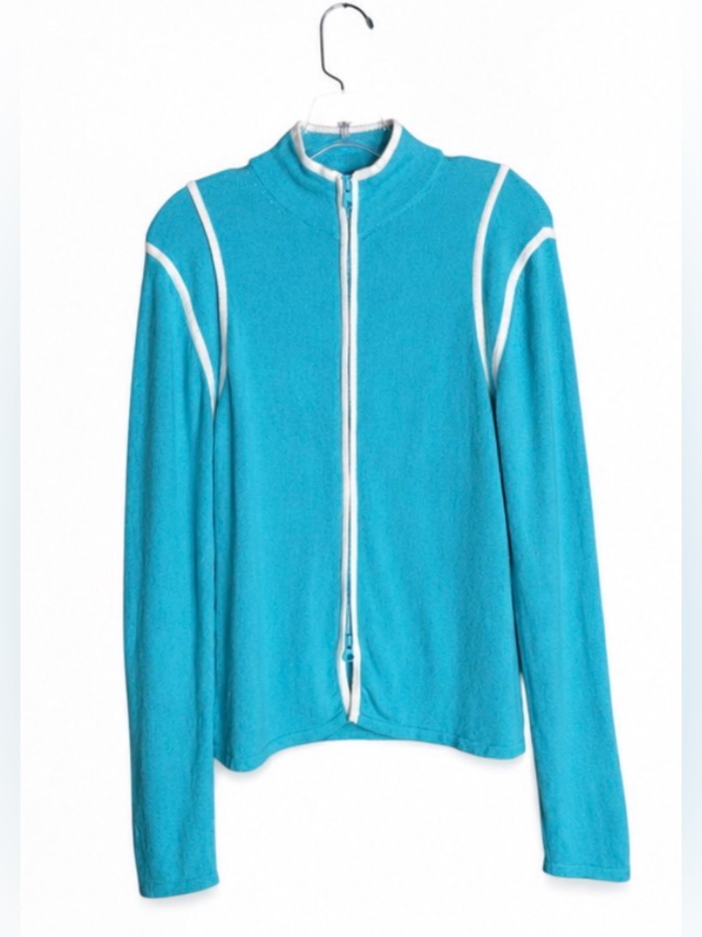 Autumn Cashmere XL Turquoise Blue 100% Cashmere Full Zip Sweater